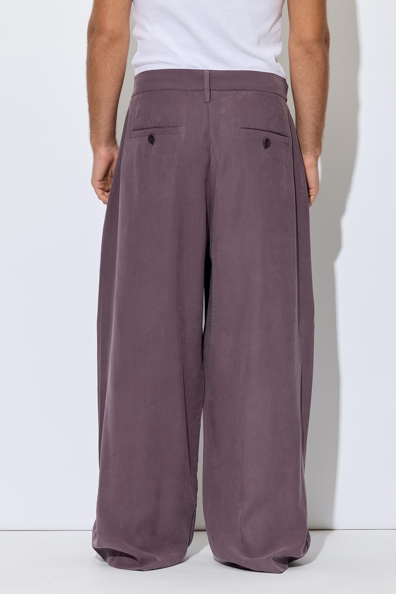 Dusty Plum Modal Wrap Waist Wide Leg Pants - Image 4
