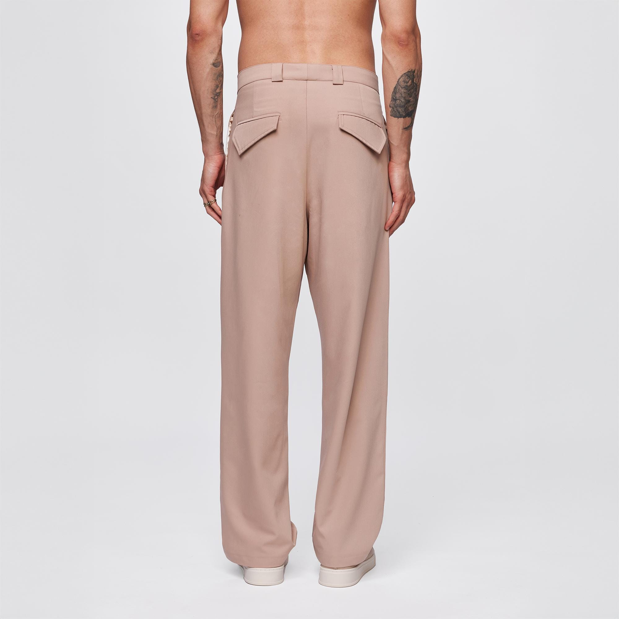 Dusty Blush Polyviscose Pleated Wide Leg Pants - Image 4